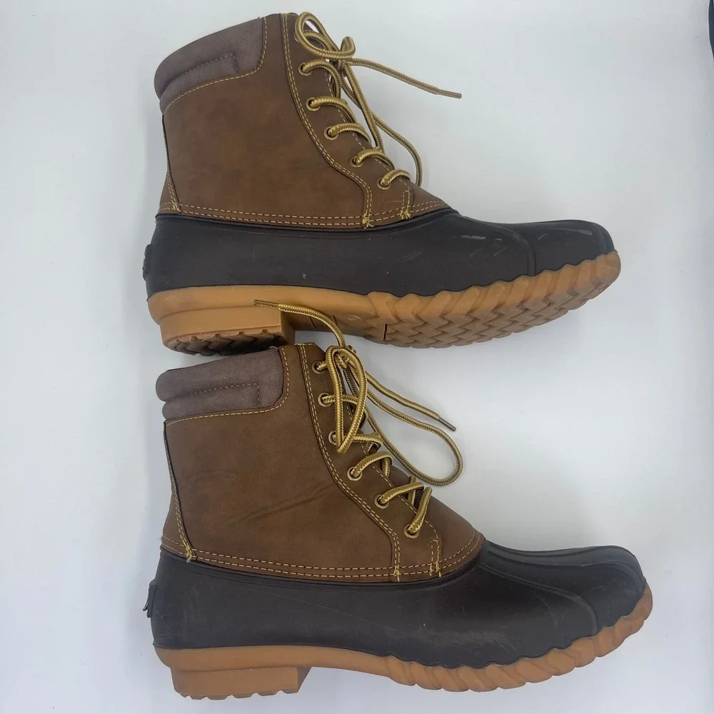 Aleader Duck Boots Men's Size 9 Brown Rubber Waterproof Winter Snow Shoes